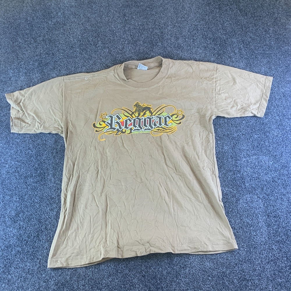 Vintage Sun Island Reggae T-Shirt Mens Small Beige Graphic Cotton Short Sleeve